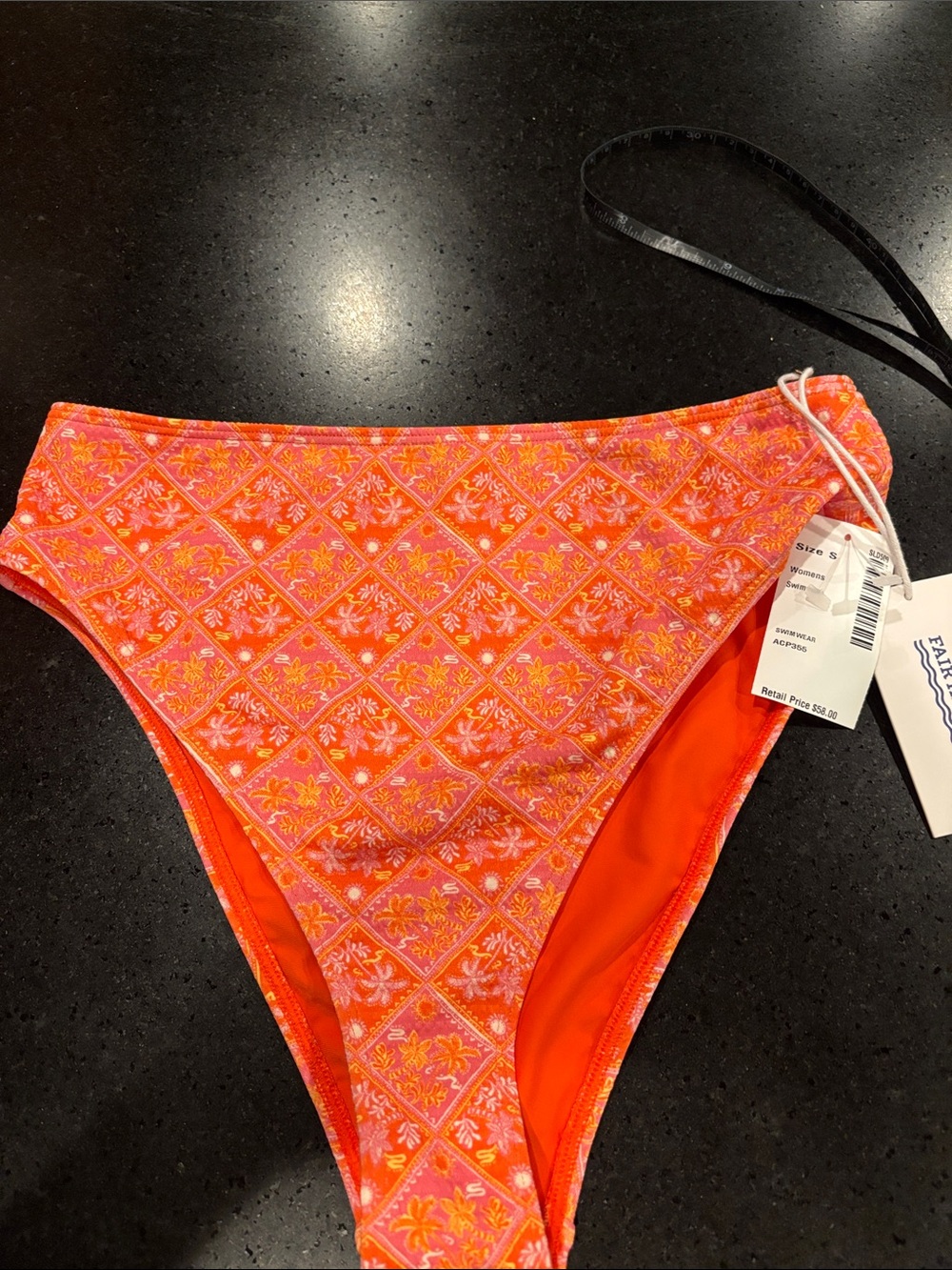 Marine Harbour Women's High-Cut Swim Bottoms in Bright Orange Floral